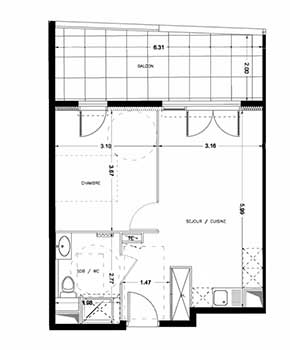 plan appartement 33m2